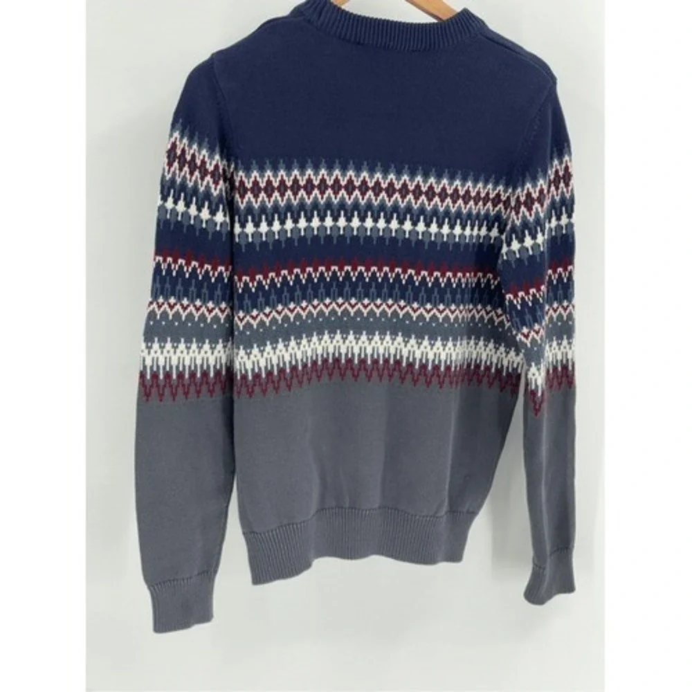 Vineyard Vines Sweater Grandpa Men XS Fair Isle Crewneck Long Sleeve Navy‎ Blue